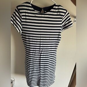 French Connection Navy and White Striped bodycon dress